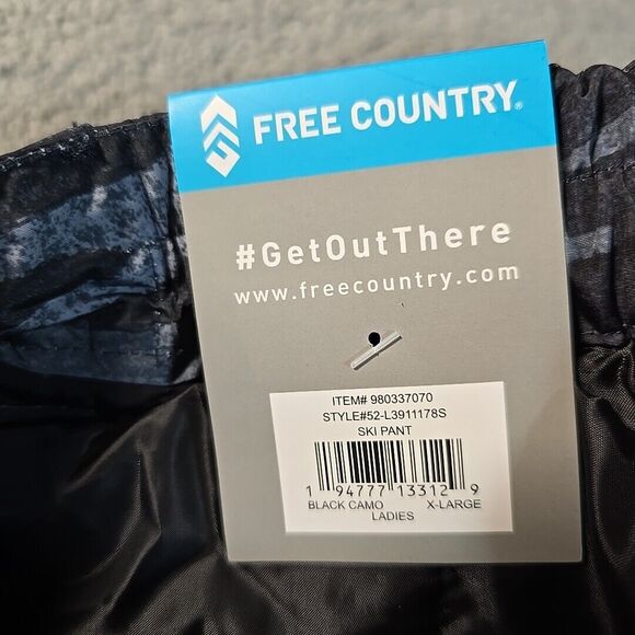 NWT FREE COUNTRY LADIES WATERPROOF SKI PANTS WOMEN'S XL CAMO Black Gray 82608 - Picture 11 of 13